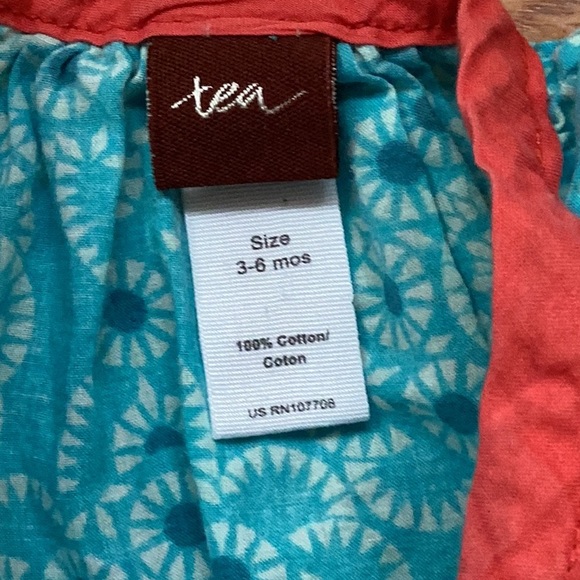 Tea Collection Floral Cotton Wrap Neck Flutter Sleeve Romper 3-6 months - Picture 4 of 7